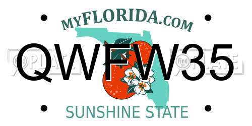 QWFW35 Florida License Plate