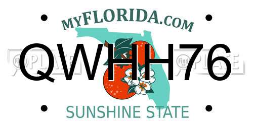 QWHH76 Florida License Plate