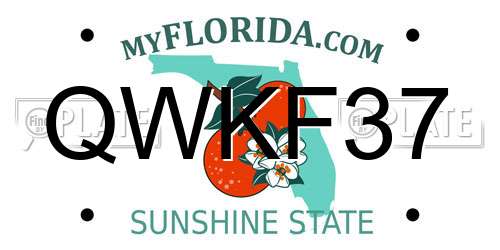 QWKF37 Florida License Plate
