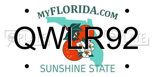 QWLR92 Florida License Plate