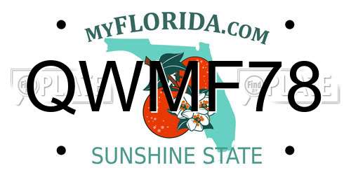 QWMF78 Florida License Plate
