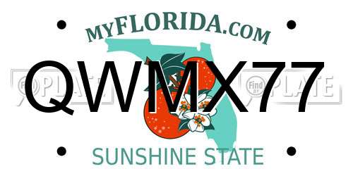 QWMX77 Florida License Plate
