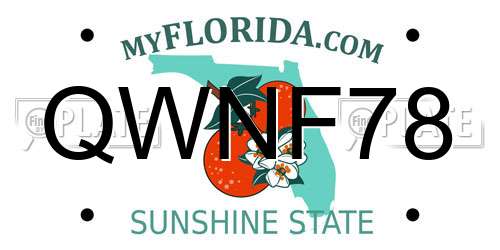 QWNF78 Florida License Plate