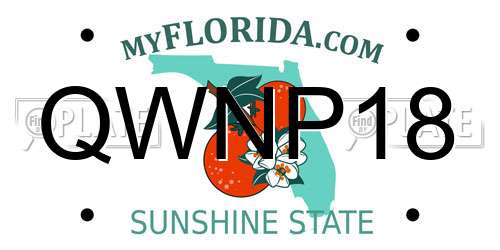 QWNP18 Florida License Plate