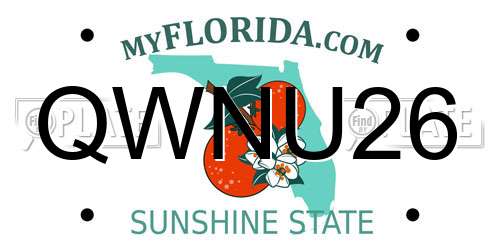 QWNU26 Florida License Plate