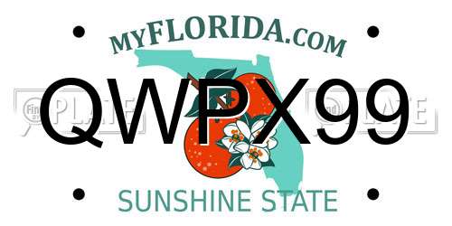 QWPX99 Florida License Plate