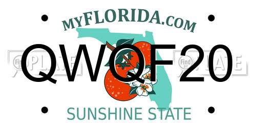 QWQF20 Florida License Plate
