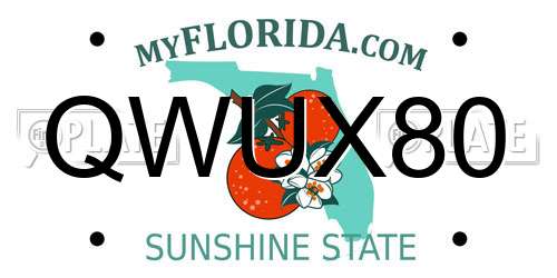 QWUX80 Florida License Plate