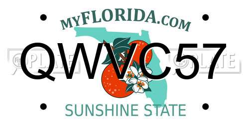 QWVC57 Florida License Plate