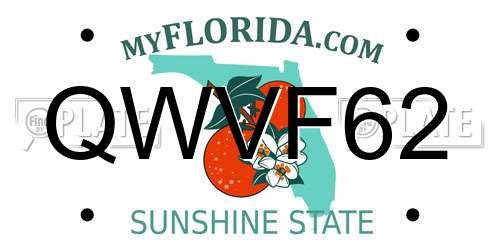 QWVF62 Florida License Plate