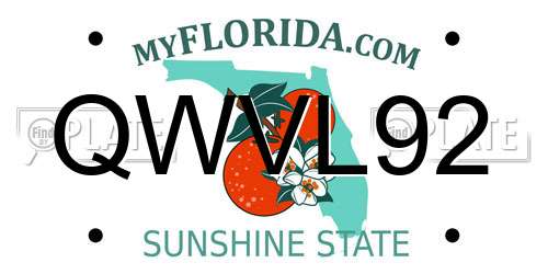 QWVL92 Florida License Plate
