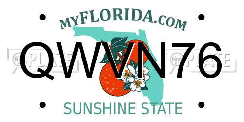 QWVN76 Florida License Plate