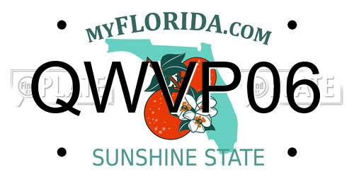 QWVP06 Florida License Plate