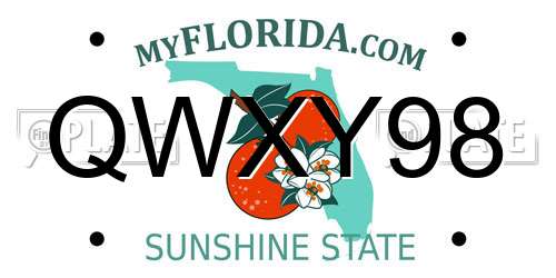QWXY98 Florida License Plate