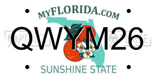 QWYM26 Florida License Plate