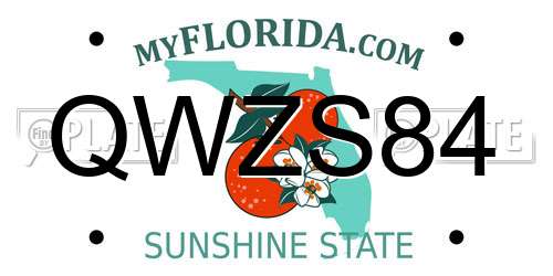 QWZS84 Florida License Plate