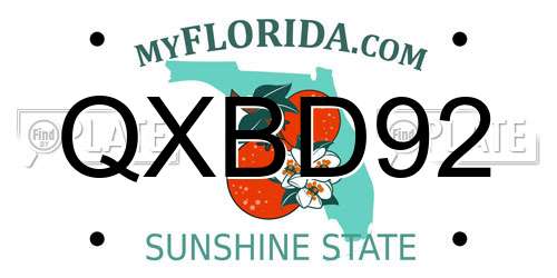 QXBD92 Florida License Plate