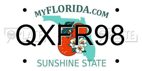 QXFR98 Florida License Plate