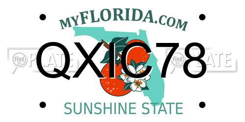 QXIC78 Florida License Plate