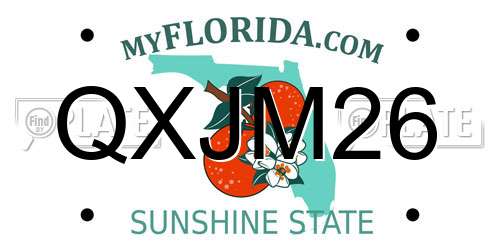 QXJM26 Florida License Plate
