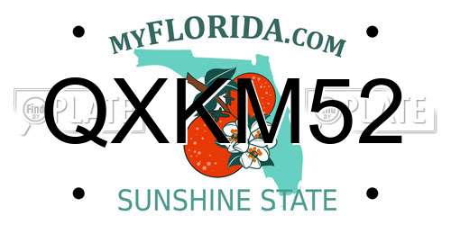 QXKM52 Florida License Plate