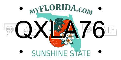 QXLA76 Florida License Plate
