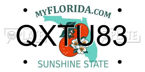 QXTU83 Florida License Plate
