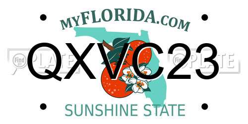 QXVC23 Florida License Plate