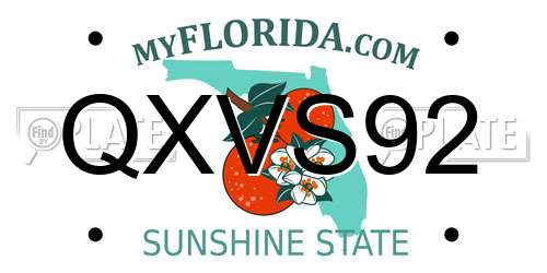QXVS92 Florida License Plate
