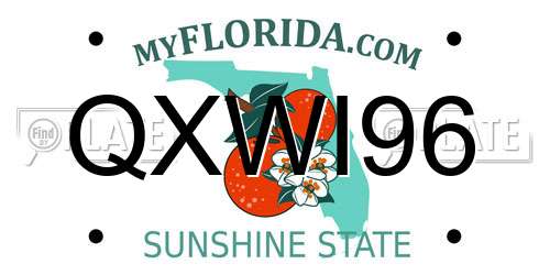 QXWI96 Florida License Plate