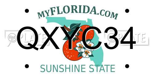 QXYC34 Florida License Plate
