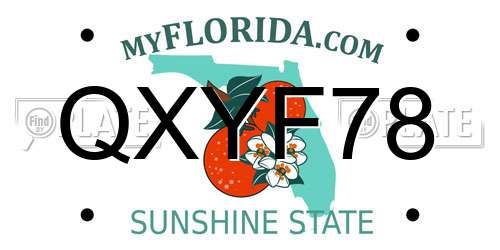 QXYF78 Florida License Plate