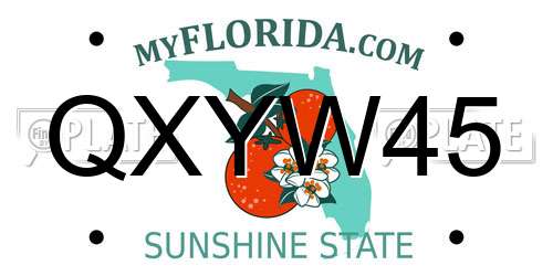 QXYW45 Florida License Plate