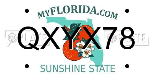 QXYX78 Florida License Plate