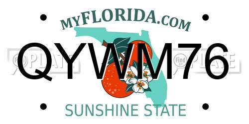 QYWM76 Florida License Plate