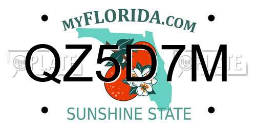 QZ5D7M Florida License Plate