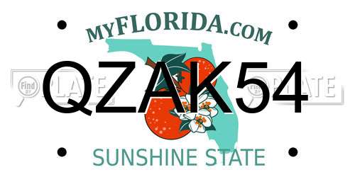 QZAK54 Florida License Plate