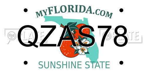 QZAS78 Florida License Plate