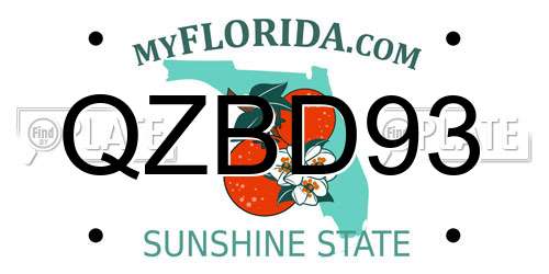 QZBD93 Florida License Plate