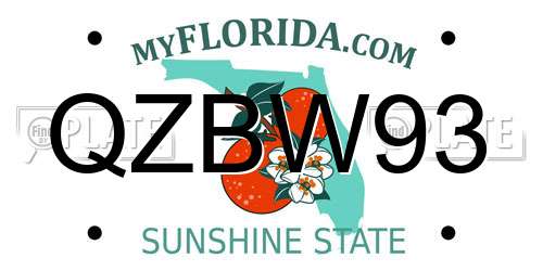 QZBW93 Florida License Plate