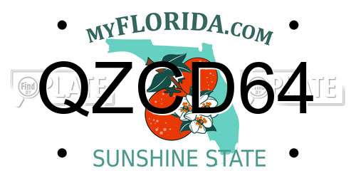 QZCD64 Florida License Plate