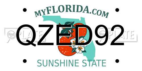QZED92 Florida License Plate