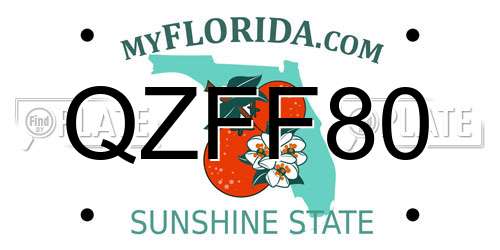 QZFF80 Florida License Plate