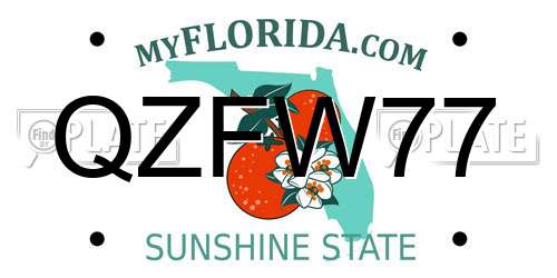 QZFW77 Florida License Plate