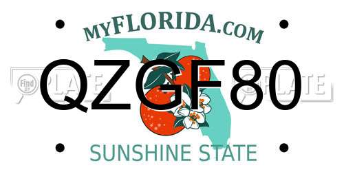 QZGF80 Florida License Plate