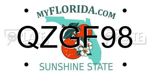QZGF98 Florida License Plate