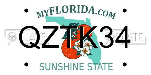 QZTK34 Florida License Plate