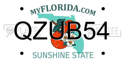 QZUB54 Florida License Plate