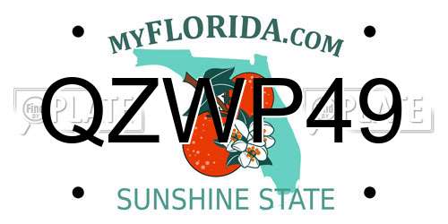 QZWP49 Florida License Plate