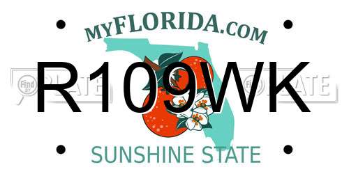 R109WK Florida License Plate